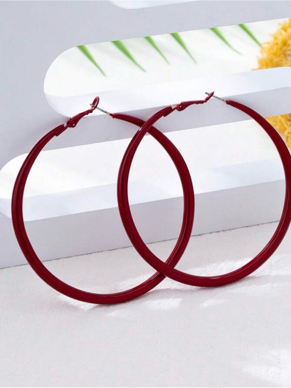 Red Hoop Earrings - Women Jewelry - Picture 3 of 5